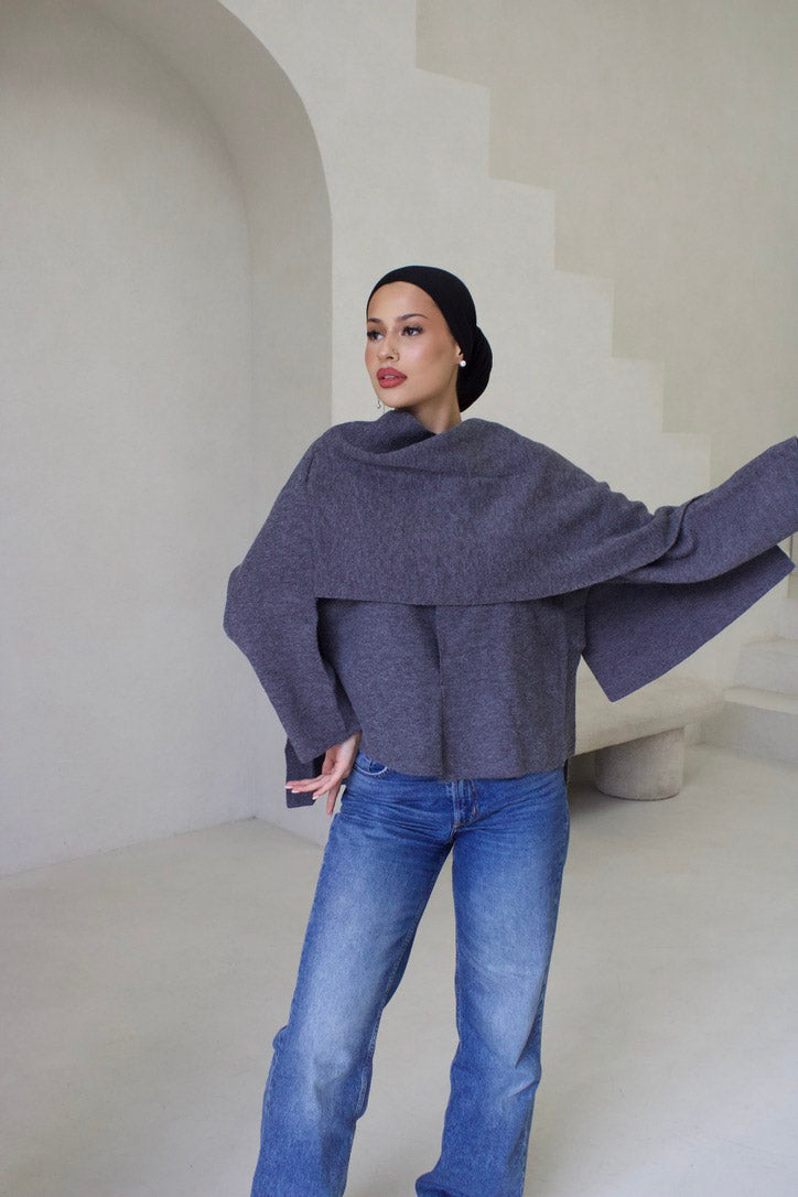 Draped Coat Grey
