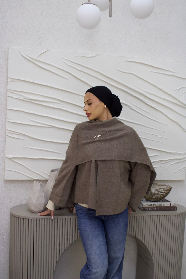 Draped Coat Beige